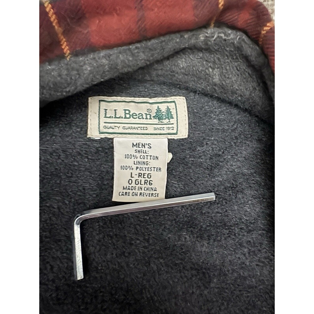 L.L. Bean Men's Large Barn Shacket Chore Coat Fleece Lined‎ Plaid - Picture 2 of 6